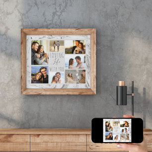 Affiche Love Life with You 7 Photo Collage - Marbre gris