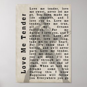 Affiche Love Me Tender Pose Shadow Song Lyric Print