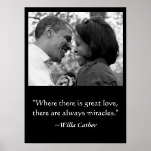 AFFICHE LOVE & MIRACLES POSTER, BARACK & MICHELLE OBAMA