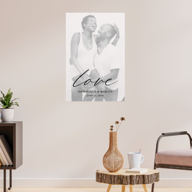 Affiche Love Modern Chic Calligraphy Simple Photo Mariage (Salon 3)