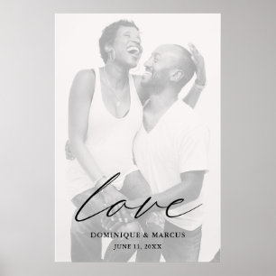 Affiche Love Modern Chic Calligraphy Simple Photo Mariage