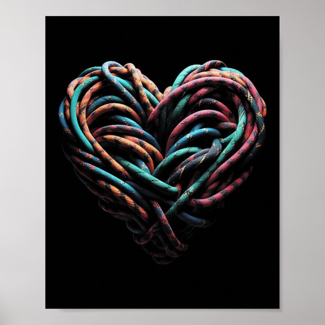 Affiche Love Mountain Escalade Rock Climber Heart (Devant)