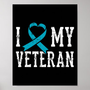 Affiche Love My Veteran Turquoise Ribbon Ptsd Outfit Idée