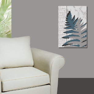 Affiche Love Nature Stylisé Grey Feuilles