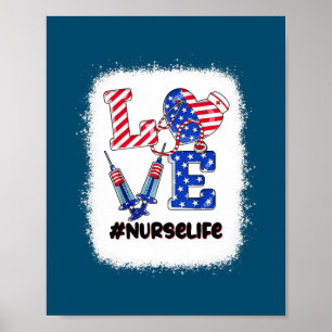 Affiche Love Nurse 4 juillet Nurse Life Patriotique Femmes