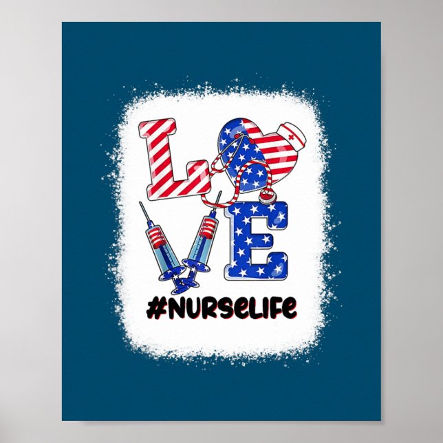 Affiche Love Nurse 4 juillet Nurse Life Patriotique Femmes (Devant)