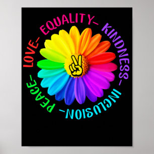 Affiche Love Peace Kindness Inclusion Peace Sign Daisy