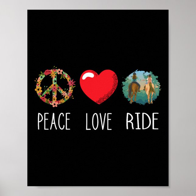 Affiche Love Peace Ride Horseback équitation Cheval Lover  (Devant)