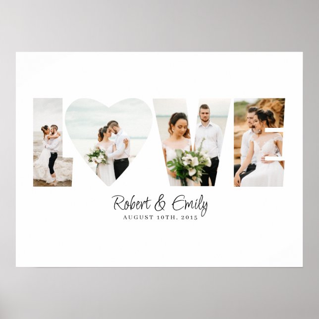 Affiche Love Photo Collage 4 Photos Anniversaire Cadeau (Devant)