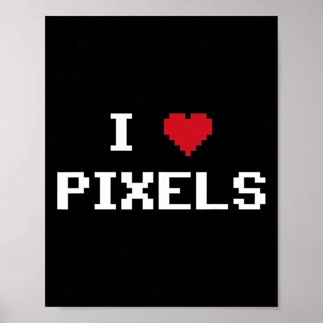 Affiche Love Pixels C64 Ventilateurs Coeur Jeu Chemise Drô (Devant)