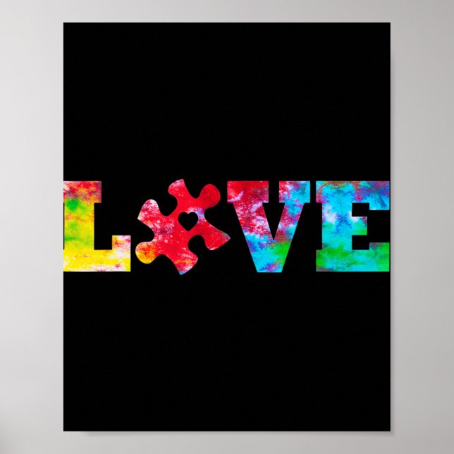 Affiche LOVE Puzzle Pièces Coeur Sensibilisation sur l'aut (Devant)