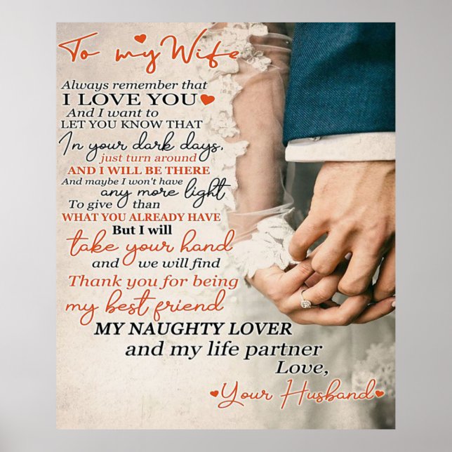 Affiche Love Quote For Wife | Home Decor Gift (Devant)