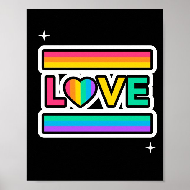 Affiche Love. Rainbow love. Pride lgbtq. (Devant)
