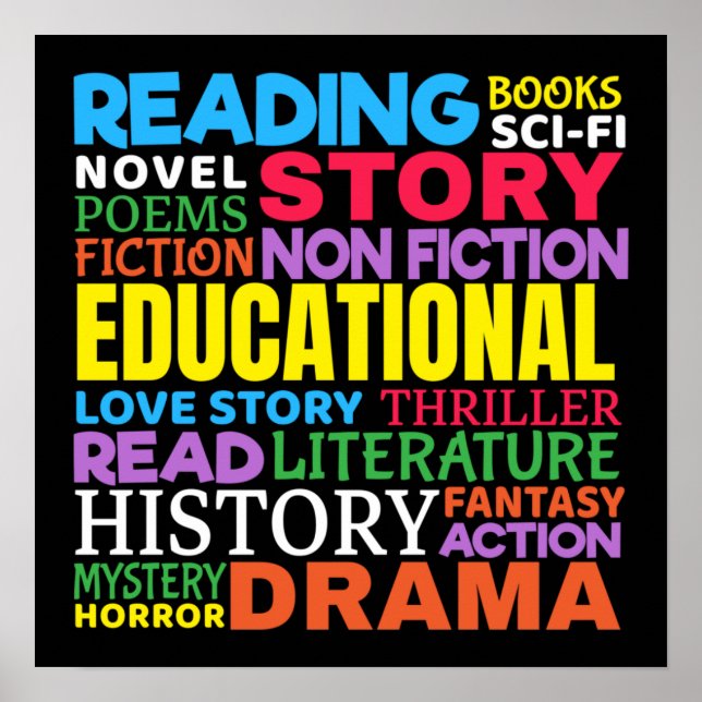 Affiche Love Reading Books - Genre Word Art (Devant)