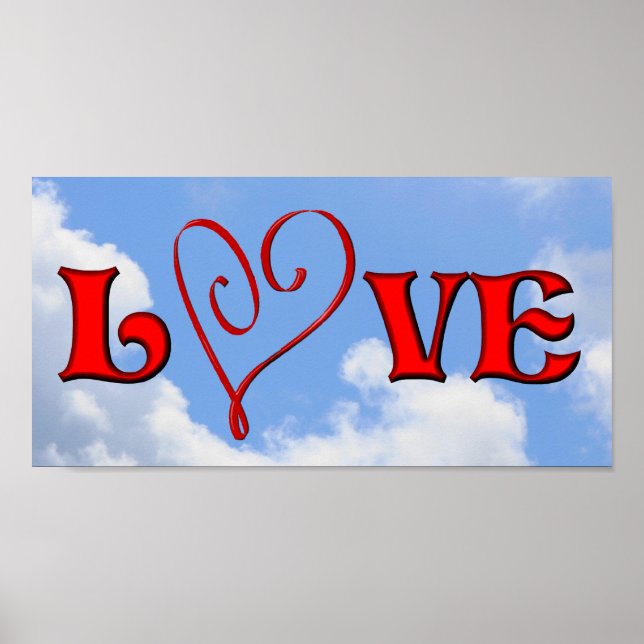 Affiche Love Red Heart Blue Sky (Devant)