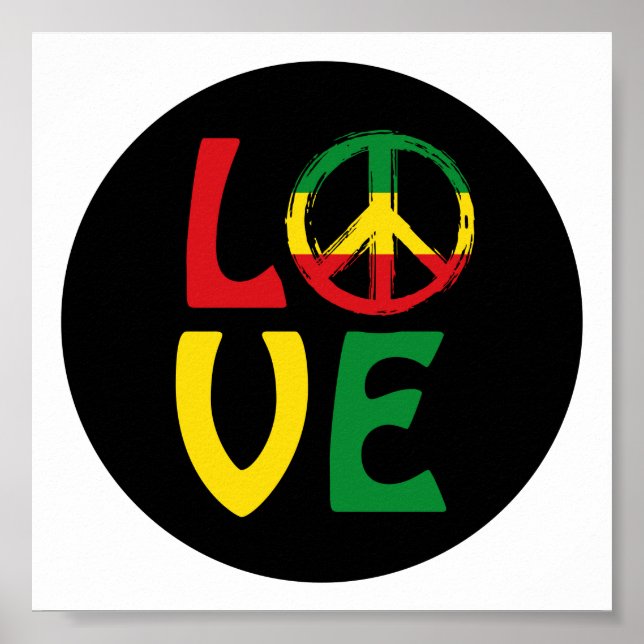 Affiche LOVE Reggae avec symbole de paix (Devant)