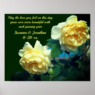 Affiche Love Rose Flower Mariage personnalisé