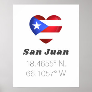 Affiche Love San Juan Latitude Longitude
