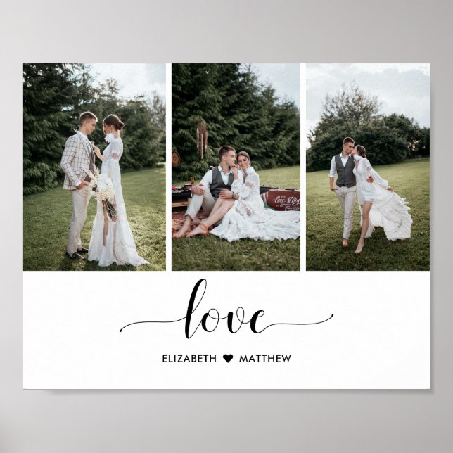 Affiche Love Script manuscrit Customisé Mariage 3 Photo (Devant)