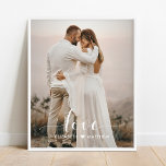 Affiche Love Script manuscrit Mariage personnalisé photo<br><div class="desc">Ce design imprimé Love Script manuscrit Poster photo Mariage personnalisé qui peut être customisé avec votre texte. Cliquez sur le bouton "Customiser" et utilisez notre outil de conception pour modifier ce modèle. Découvrez le magasin Graphic Art Design pour d'autres produits qui correspondent à ce design !</div>