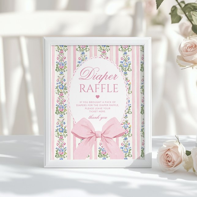 Affiche Love Shack Baby Diaper tombole Coquette Bow (Créateur téléchargé)