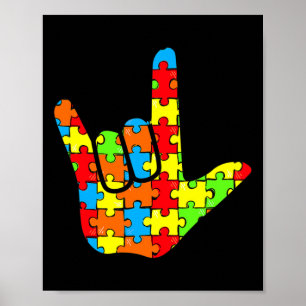 Affiche Love Sign Language Autism Cadeau de sensibilisatio