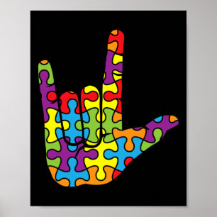Affiche Love Sign Language - Autistic Puzzle Autism Award