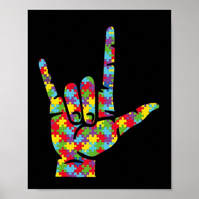 Affiche Love Sign Language Sensibilisation sur l'autisme m (Devant)