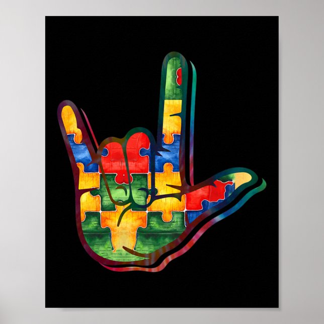 Affiche Love Sign Language Sensibilisation sur l'autisme S (Devant)