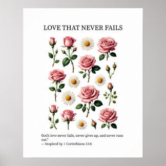 Affiche Love that never fails Christian wall art