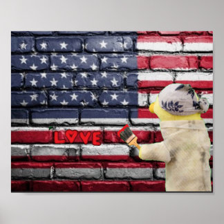 Affiche Love USA graffiti art mur.