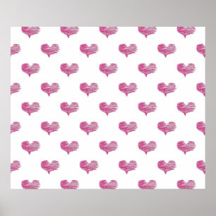 Affiche Love Valentine's Day Hot Pink Heart Sketch