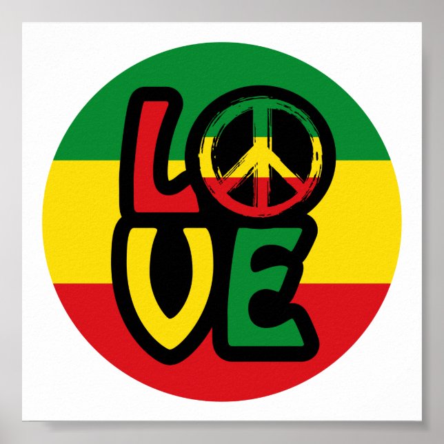 Affiche LOVE with peace symbol, reggae style (Devant)