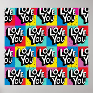 Affiche Love You : Lettres à la main Valentine