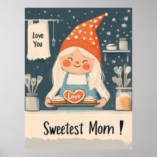Affiche Love You, Sweetest Maman Design (Devant)