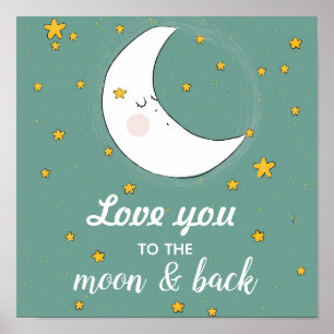 Affiche Love You to the Moon and Back Mignonne Illustratio