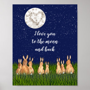 Affiche Love You to the Moon & Back Bunny Night Star Citat