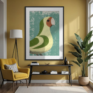 Affiche Lovebird Parrot Minimaliste Texturé moderne Jaune
