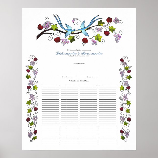 Affiche Lovebirds, 120 invités Certifié Mariage Quaker (Devant)