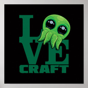 Affiche Lovecraft Baby Cthulhu Design - Éffrayant mignon A