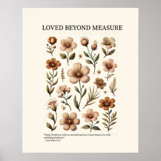 Affiche Loved beyond measure, floral Christian wall art