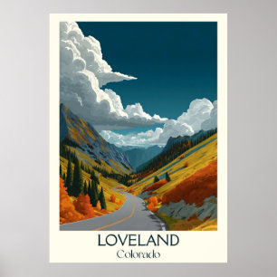 Affiche Loveland Colorado Vintage Mountain Valley Art