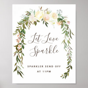 Affiche Lovely Floral Wedding Let Love Sparkle Sign