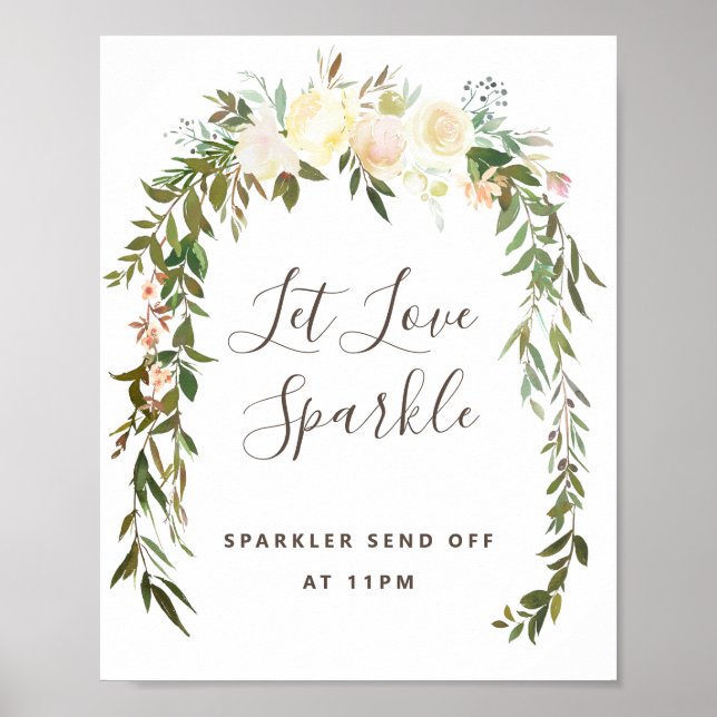 Affiche Lovely Floral Wedding Let Love Sparkle Sign (Devant)