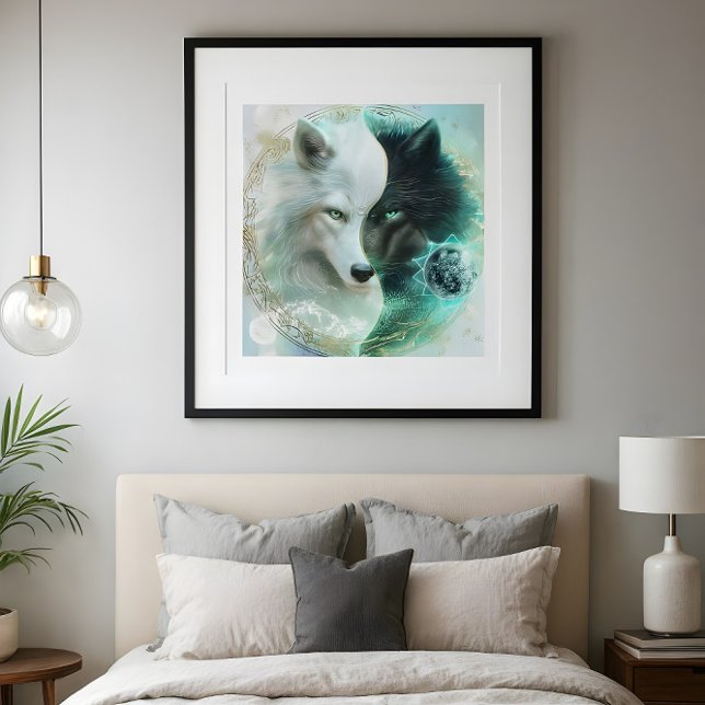 Affiche Lovers’ Balance – Mystical Yin Yang Wolf (Créateur téléchargé)