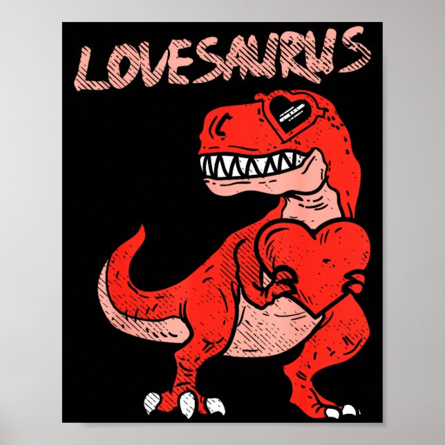 Affiche Lovesaurus Trex Dinosaur Heart Cute Valentines Day (Devant)