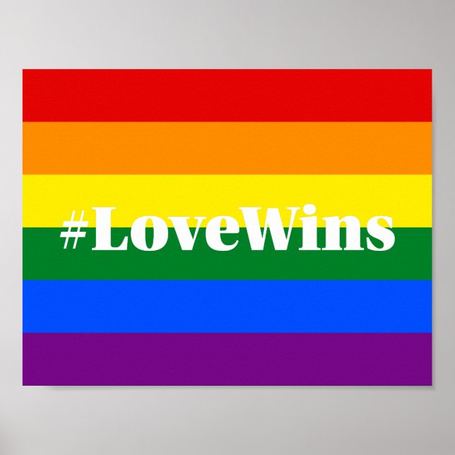 Affiche #LoveWins Mariage Egalité Célébration Arc-en-ciel (Devant)