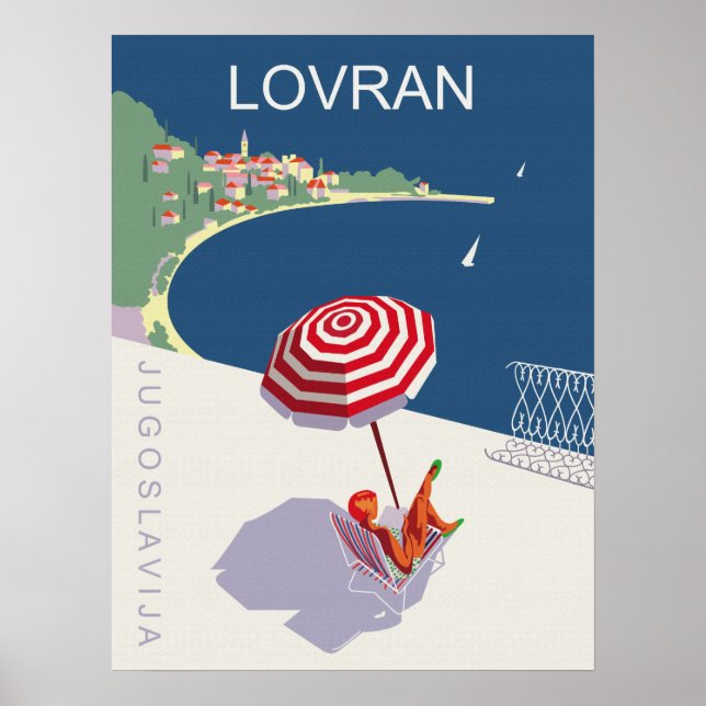 Affiche Lovran, Yougoslavie, Croatie (Devant)