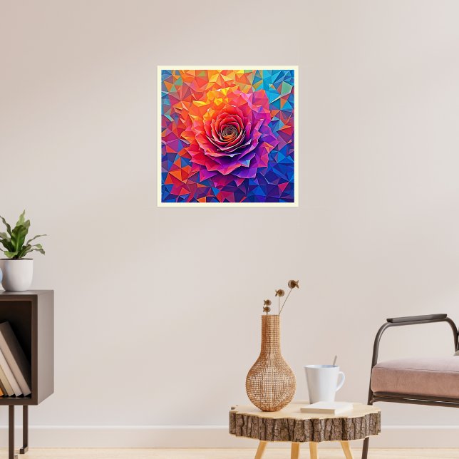 Affiche Low Poly Rose Bloom Abstract Art (Salon 3)