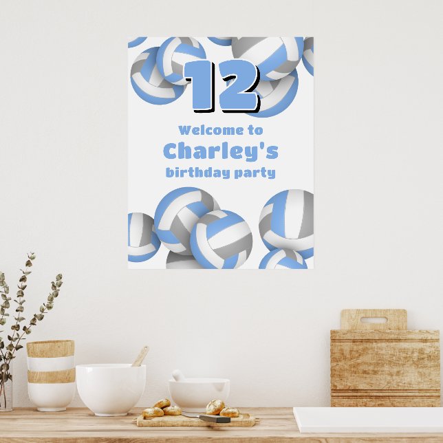 Affiche lt blue gray volleyballs birthday party welcome (Cuisine)